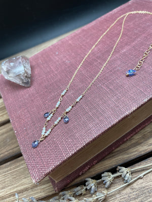 
                  
                    Load image into Gallery viewer, Keshi Pearl and Iolite Gold Fill Necklace
                  
                