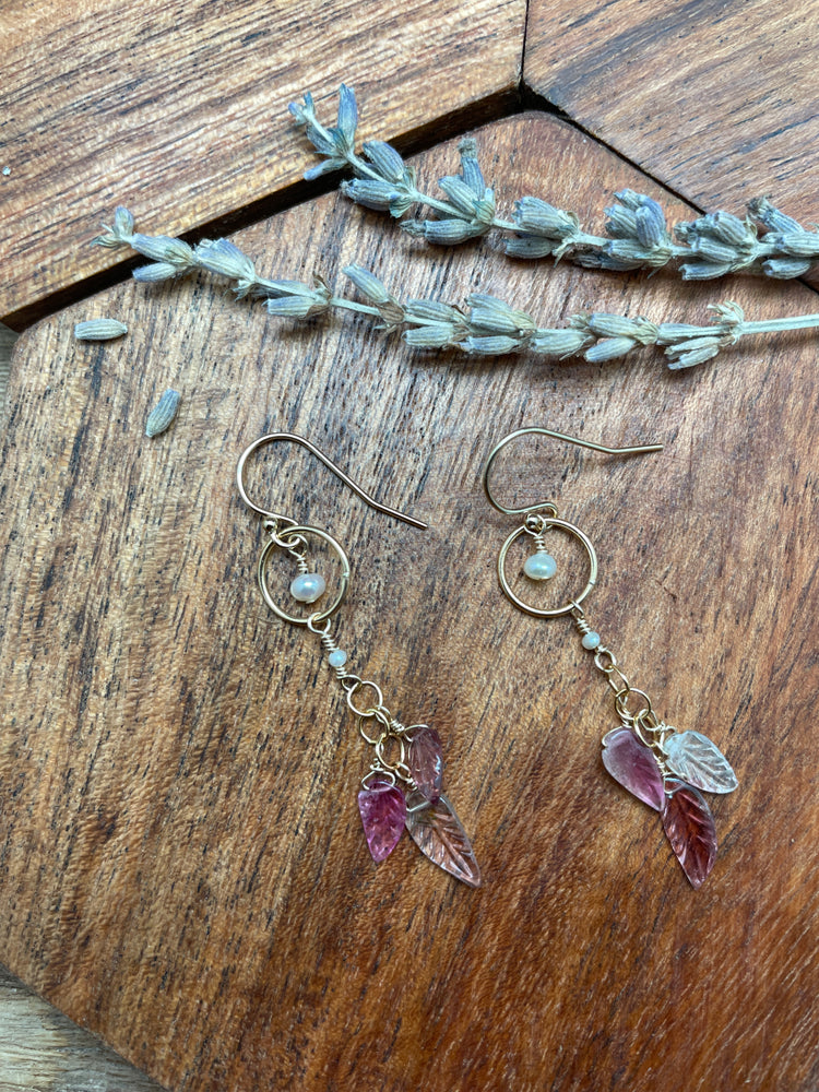 
                  
                    Load image into Gallery viewer, &amp;quot;Dream Catcher&amp;quot; Seasons Tourmaline Earrings on 14k Gold Fill
                  
                