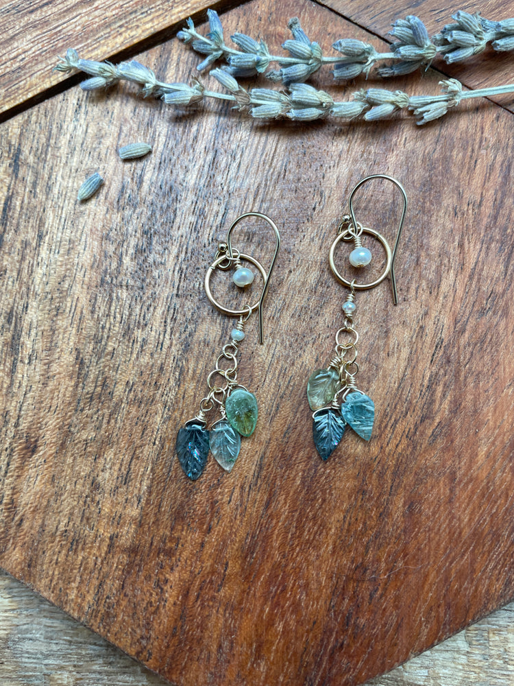 
                  
                    Load image into Gallery viewer, &amp;quot;Dream Catcher&amp;quot; Seasons Tourmaline Earrings on 14k Gold Fill
                  
                