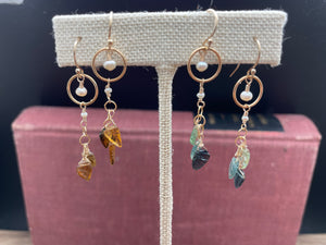 
                  
                    Load image into Gallery viewer, &amp;quot;Dream Catcher&amp;quot; Seasons Tourmaline Earrings on 14k Gold Fill
                  
                