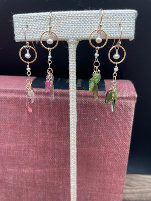 
                  
                    Load image into Gallery viewer, &amp;quot;Dream Catcher&amp;quot; Seasons Tourmaline Earrings on 14k Gold Fill
                  
                