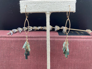 
                  
                    Load image into Gallery viewer, &amp;quot;Peacock Dream Catcher&amp;quot; Tourmaline 14k Gold Fill Earrings
                  
                