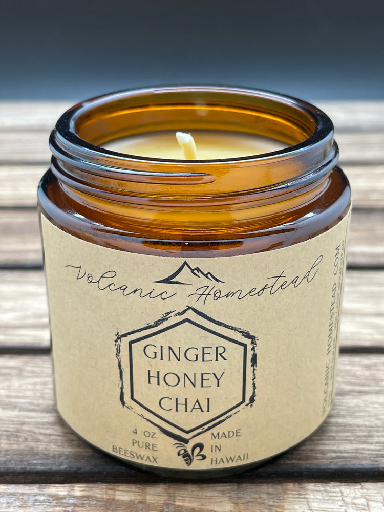 
                  
                    Load image into Gallery viewer, Ginger Honey Chai Scented Beeswax Candle
                  
                