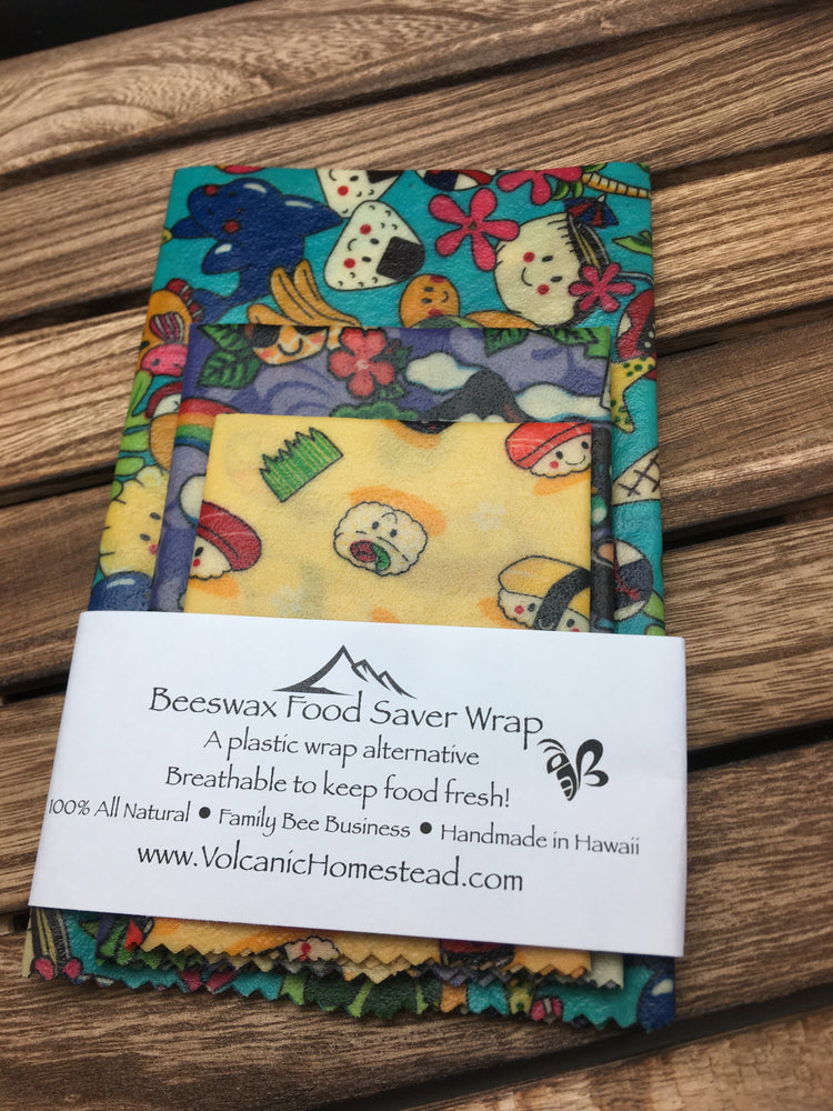 “Kawaii” 100% Natural Beeswax Wrap